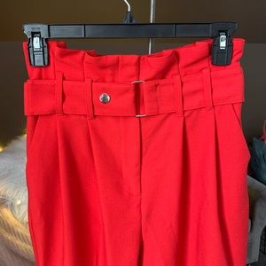 Red Topshop Pleated Pants